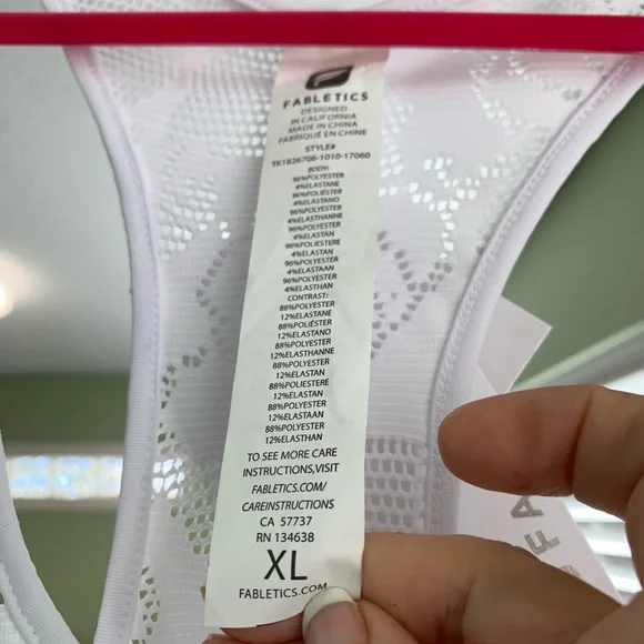 Fabletics Racer Back White Exercise Shirt (NWT) - Picture 5 of 7